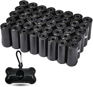 TYONMUJO Dog Poop Bags Wholesale Disposable Pet Waste Bags with Dispenser 120 Bags 8 Rolls+1 Dispenser Black U08