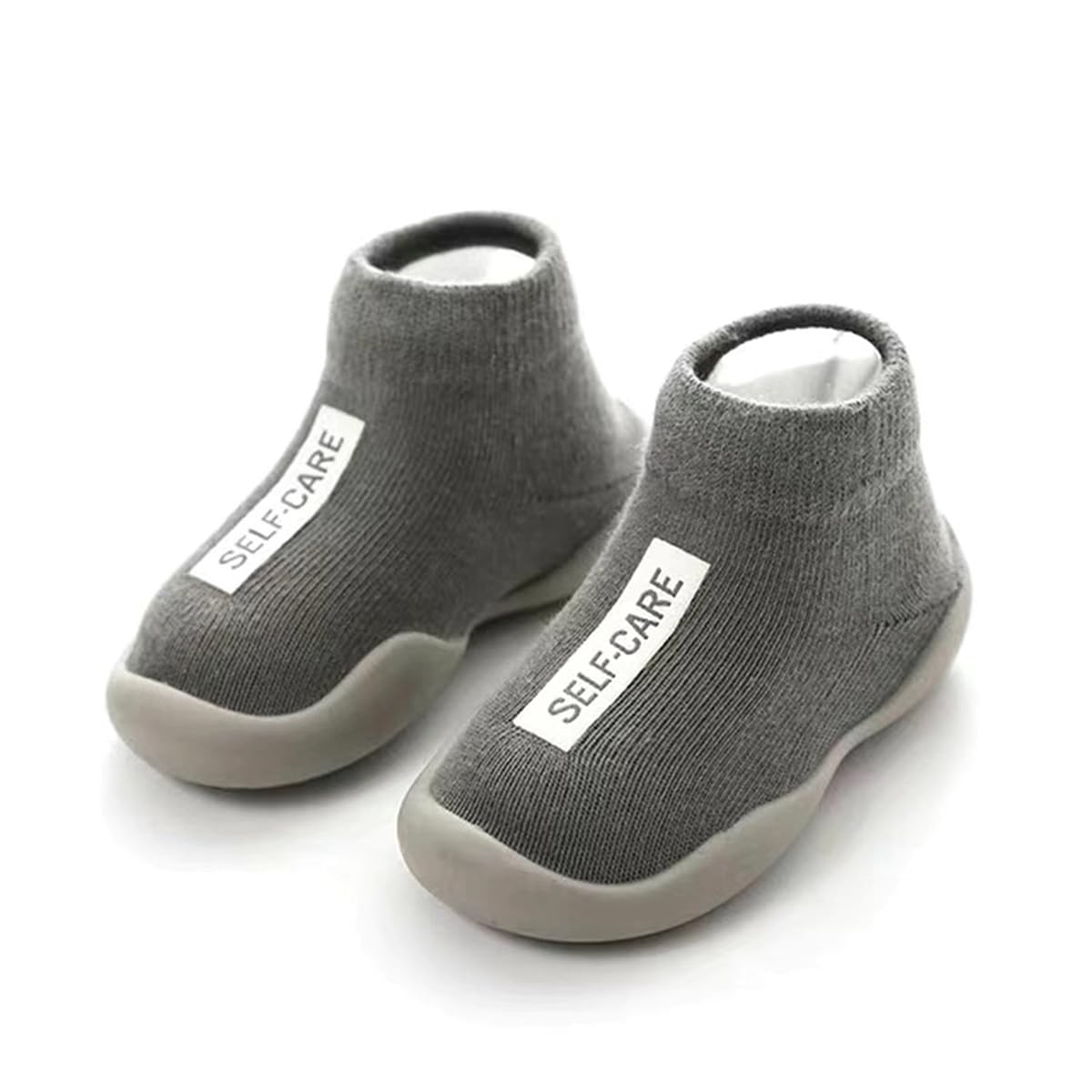 Kqwfsiu Baby Sock Shoes Boys Girls First Walking Shoes Non Slip Lightweight Toddler Infant Grey