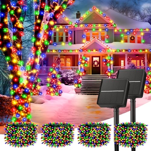Minetom Solar String Lights For Outside, 4 Pack Total 160Ft 400 Led Solar Christmas Lights Outdoor With 8 Modes cover