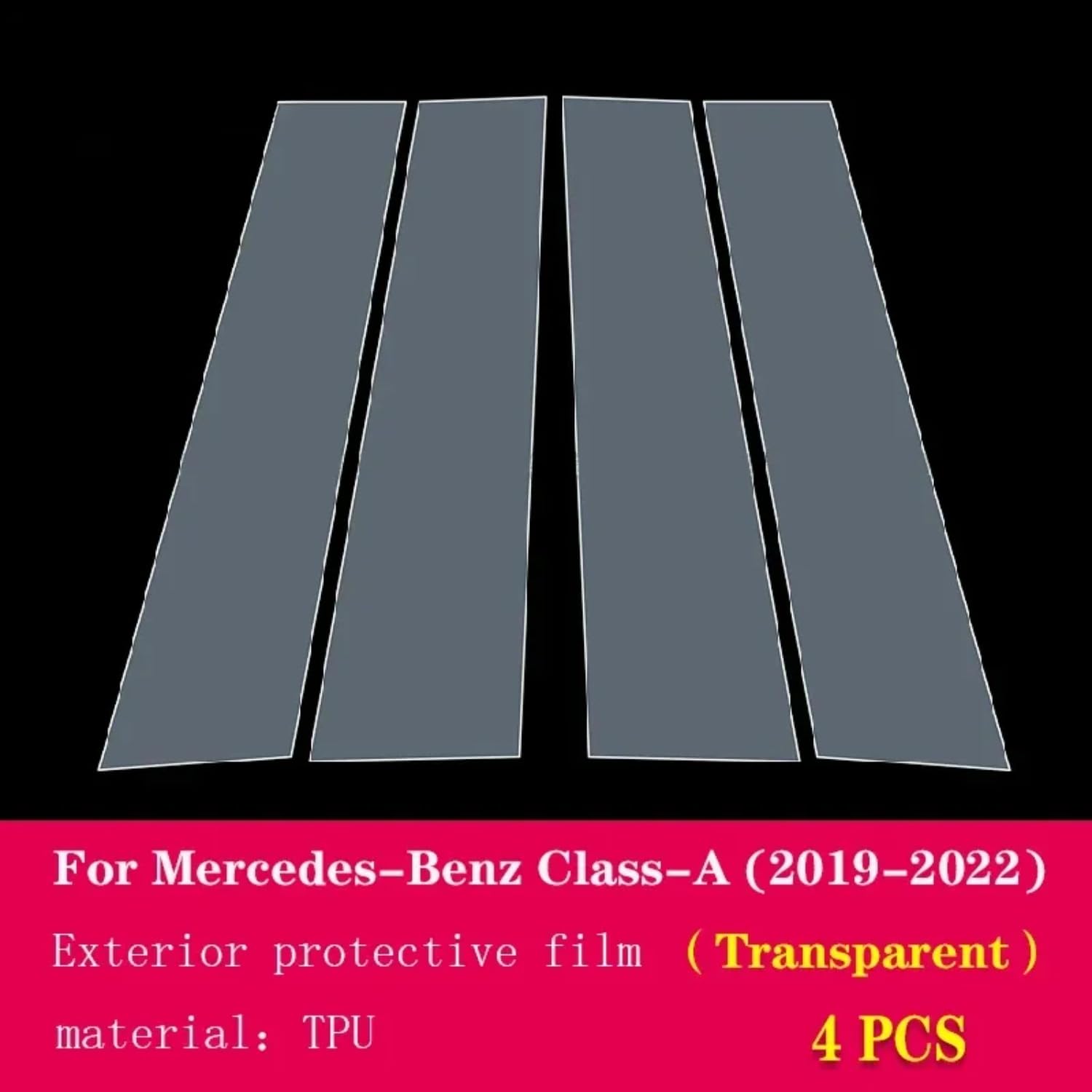 Pellicola protettiva in PPF per carrozzeria auto B C, pellicola protettiva in TPU trasparente, per Mercedes-Benz Classe A W177 2019-2023 (A trasparente)