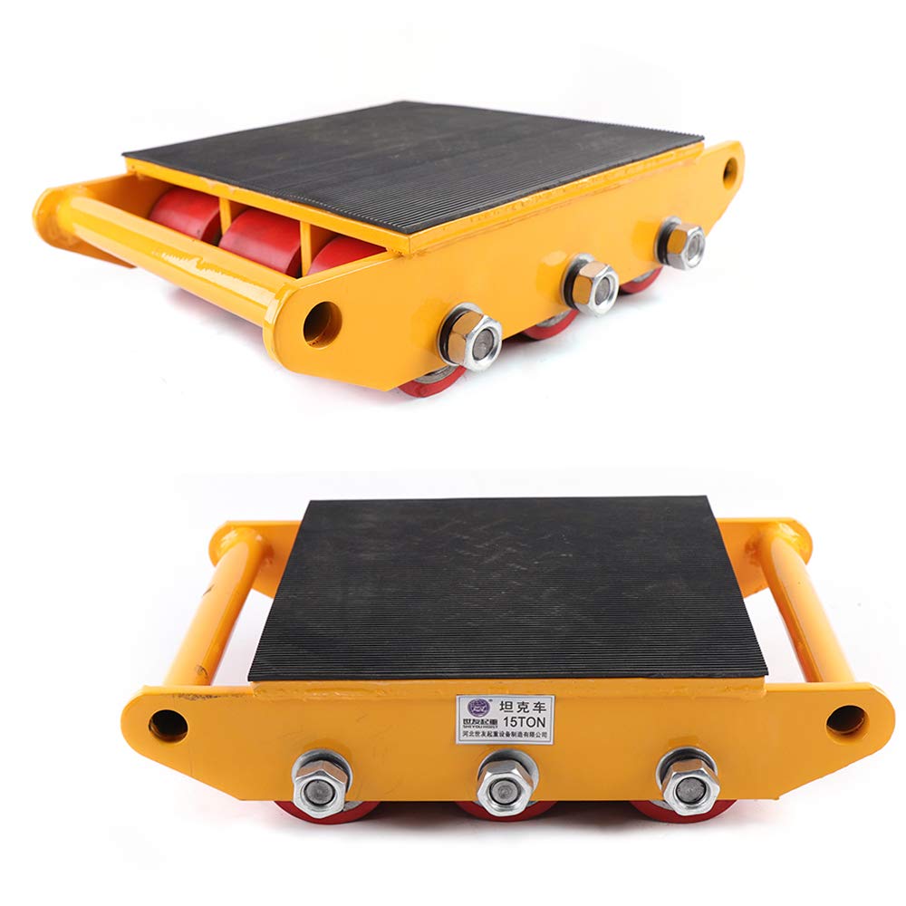 Machinery Mover, Rouleau blindé 15T Heavy Duty Machine à skate scooter meubles appareil chariot de transport avec bouchon rotatif à 360° pour applications industrielles et commerciales Jaune
