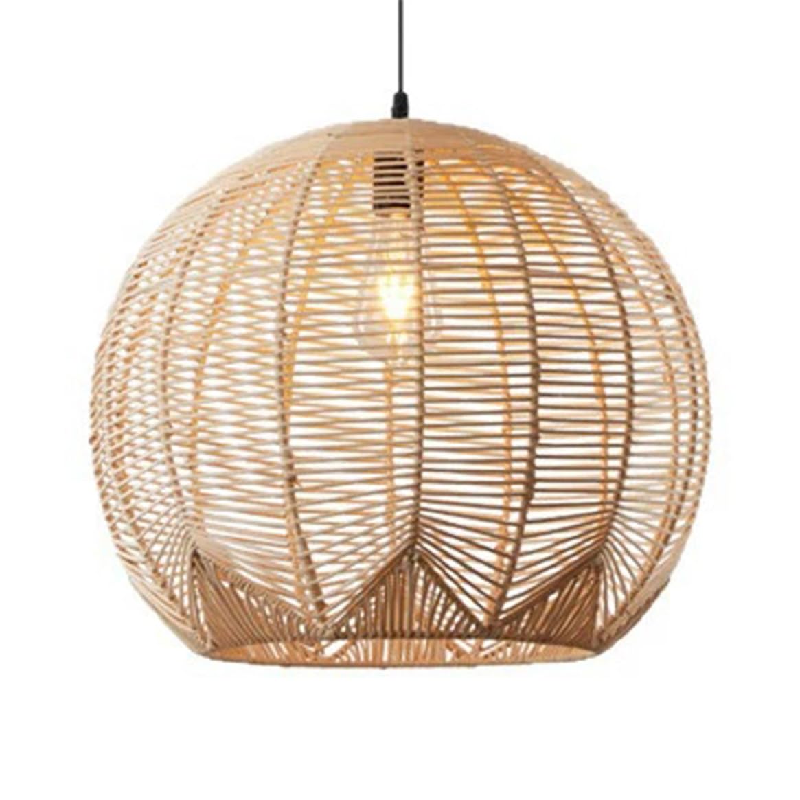 TCHAUSGZOZ Handcrafted Rattan Pendant Light - Adjustable Boho Chandelier for Kitchen, Dining Room, and Living(50cm)