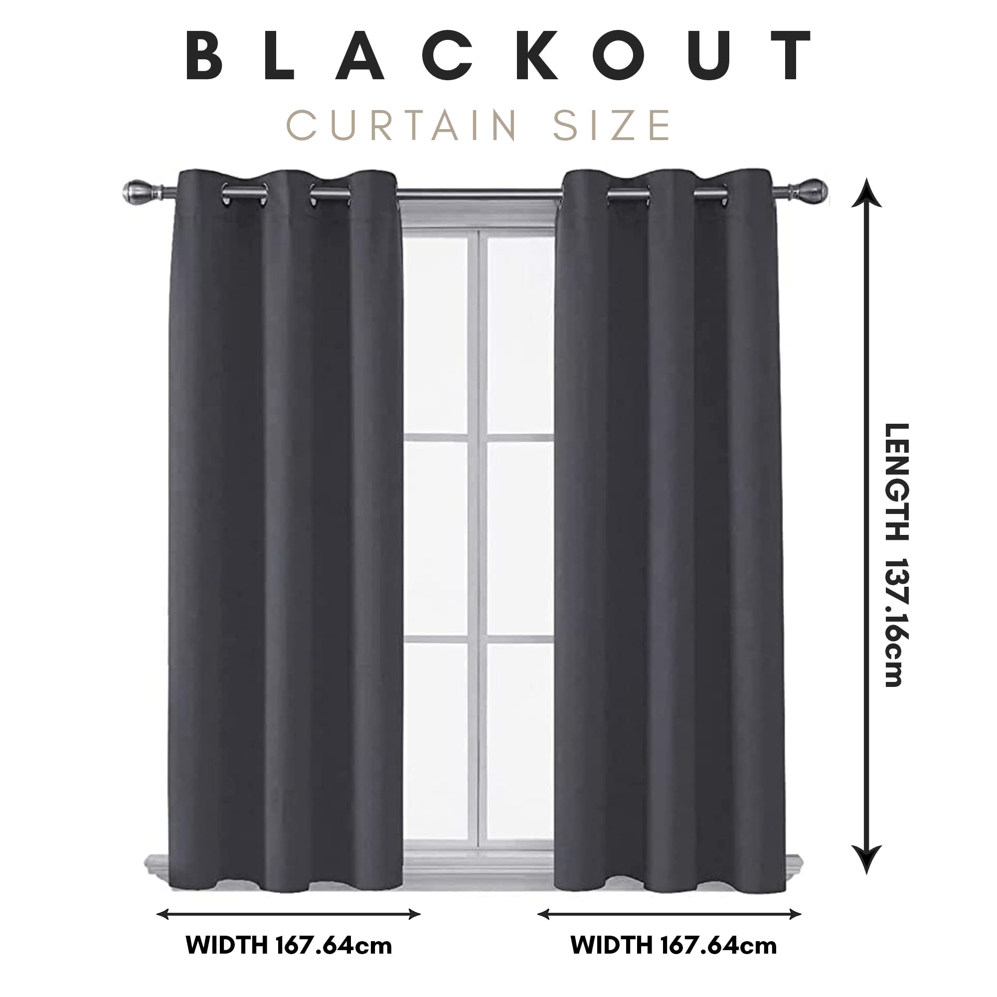 Wärmedämmungsvorhänge Gardinen aus Polyester, 2 Paneele, mit Raffhaltern und Ösen, energiesparend, geräuschreduzierend, für Küche, Heimdekoration, 167,64 cm x 137,16 cm