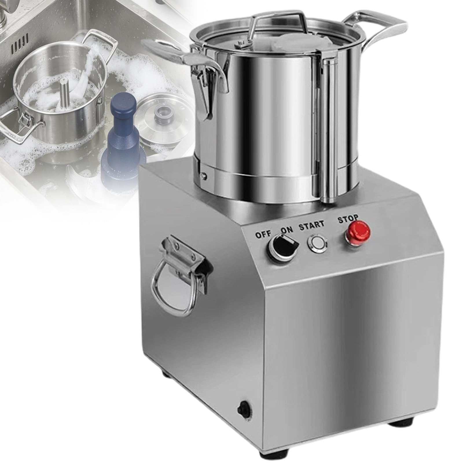 Tritatutto Elettrico Professionale, Tritatutto Elettrico in Acciaio Inox, Arresto di Emergenza One-Touch per Una Sicurezza di Livello Professionale 3L