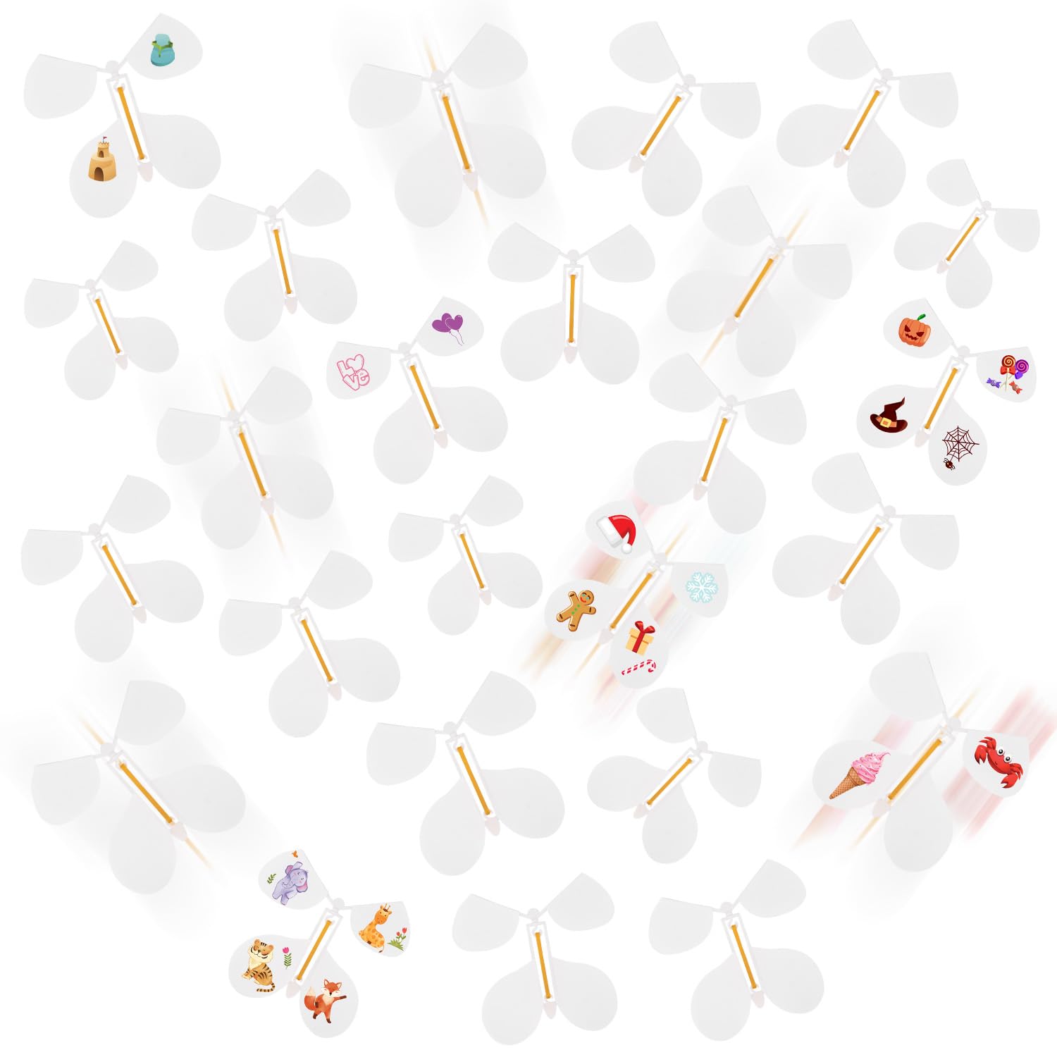 LOMIMOS 20Pcs Flying Butterfly, White Magic Wind Up Butterfly Toy DIY Butterfly Wings for Kids Surprise Wedding Birthday Party Gifts Book Greeting Card Creative Craft Project（White Skeleton）