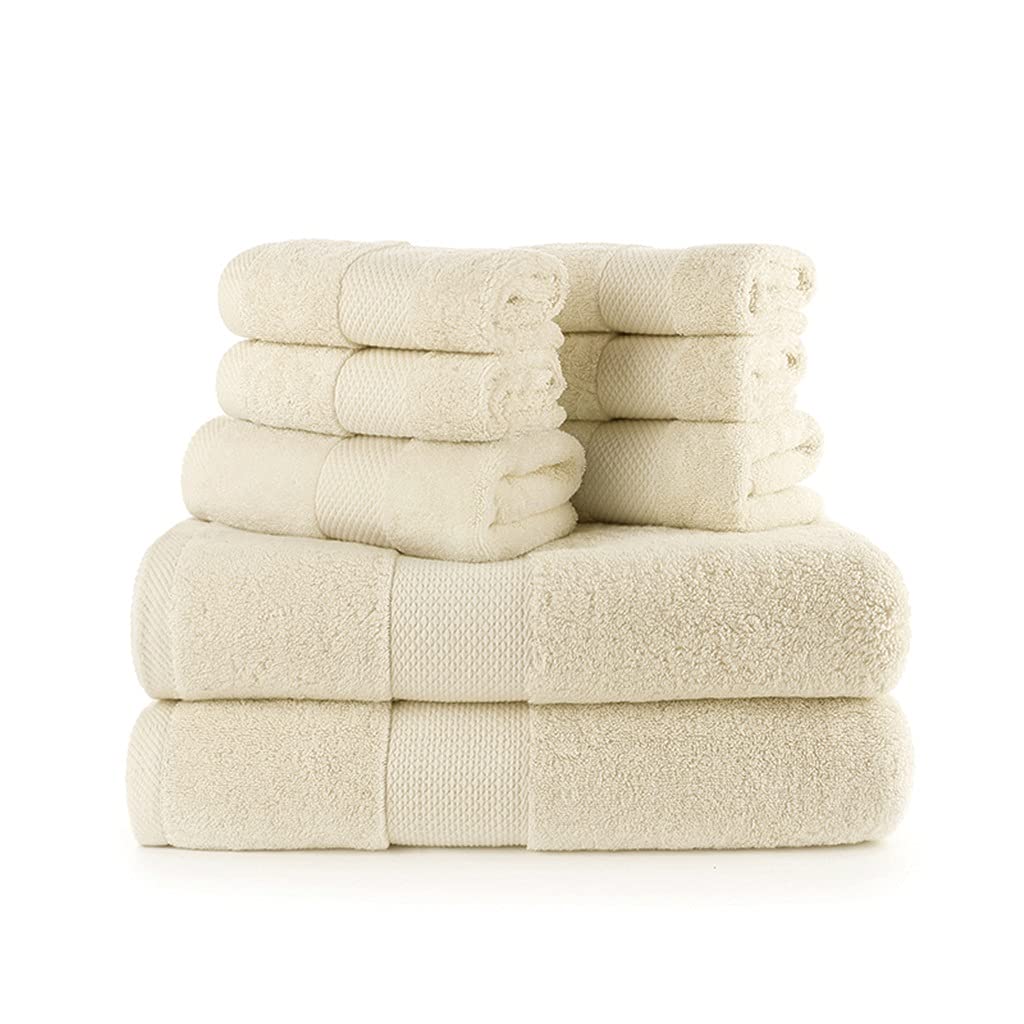 8 Pieces Bath Towel Set 2 Large Bath Towels 2 Hand Towels 4 Washcloths Cotton Super Absorbent Bathroom