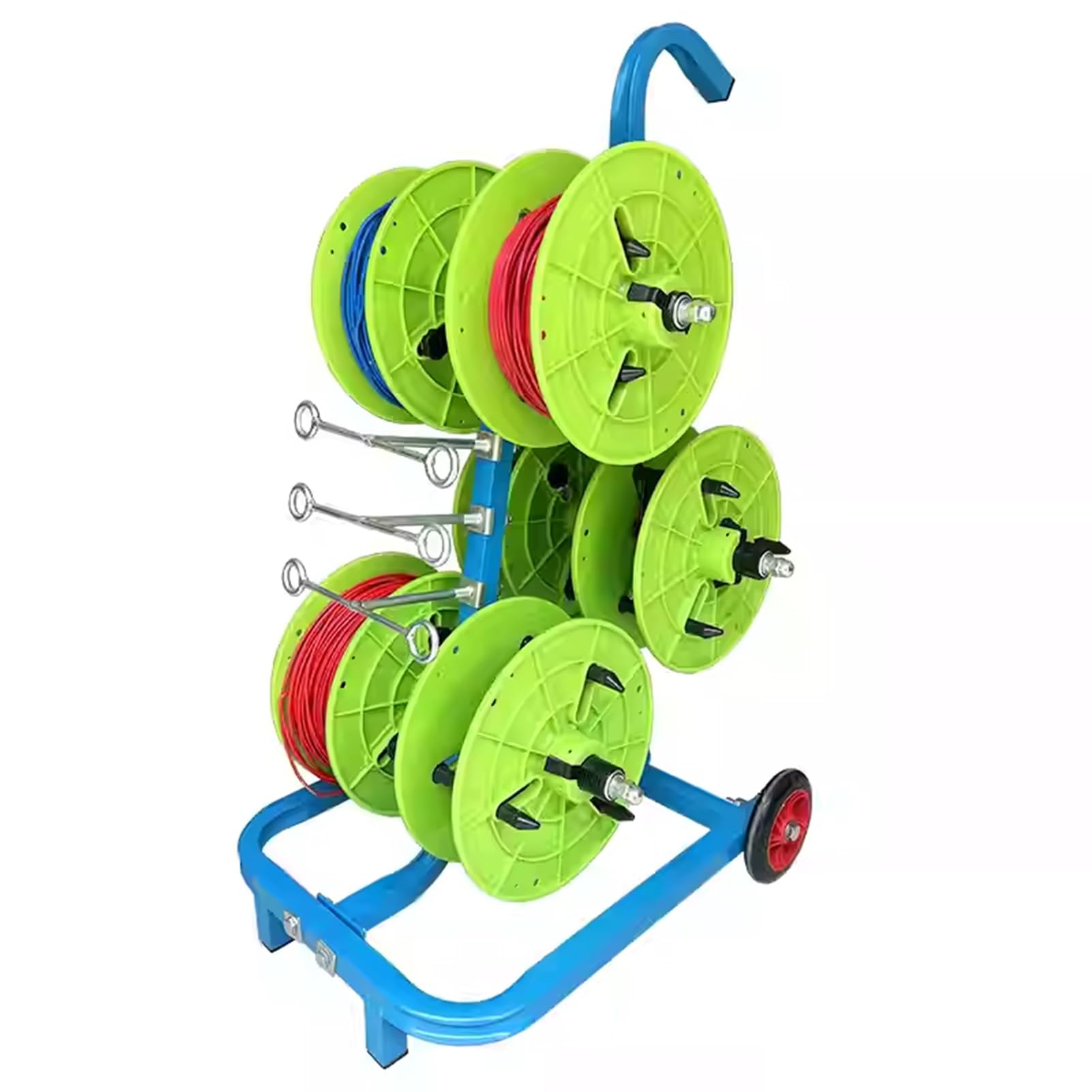 WDSOPK Wire Spool Holder 6 Axis - Cold Rolled Steel Wire Spool Holder/Cable Dispenser with Locking Wheels - Conduit Display and Storage for Electrical Industrial and Retail Use (85x55x38cm)