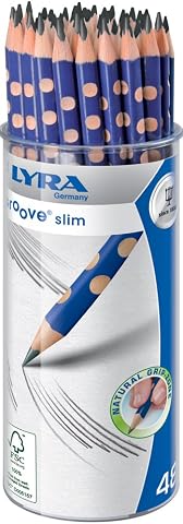 LYRA Groove Slim, Lápices de grafito ergonómicos, Triangular con zona de grip natural, Bote de plástico