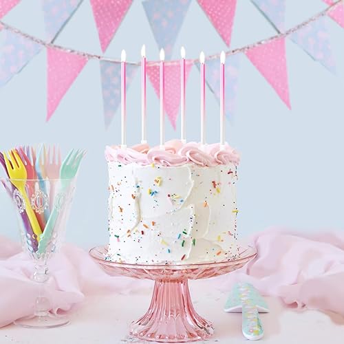 Miniatura 8 de 24 velas de cumpleaños de color rosa degradado, velas largas y finas para decoración de bodas, celebraciones, fiestas de cumpleaños, pasteles y