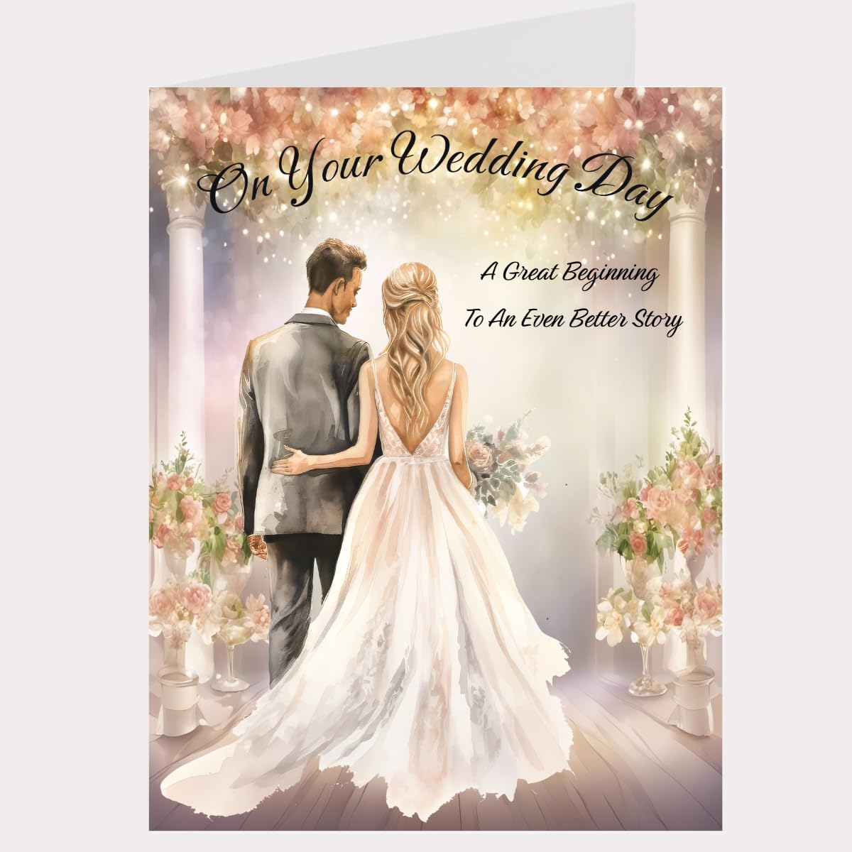Sarah Elizabeth Collection - Large Wedding Day Card & Gift Tag Approx 11x8/ Celebration, Wedding, Marriage, Loving Couple, Traditional Wedding