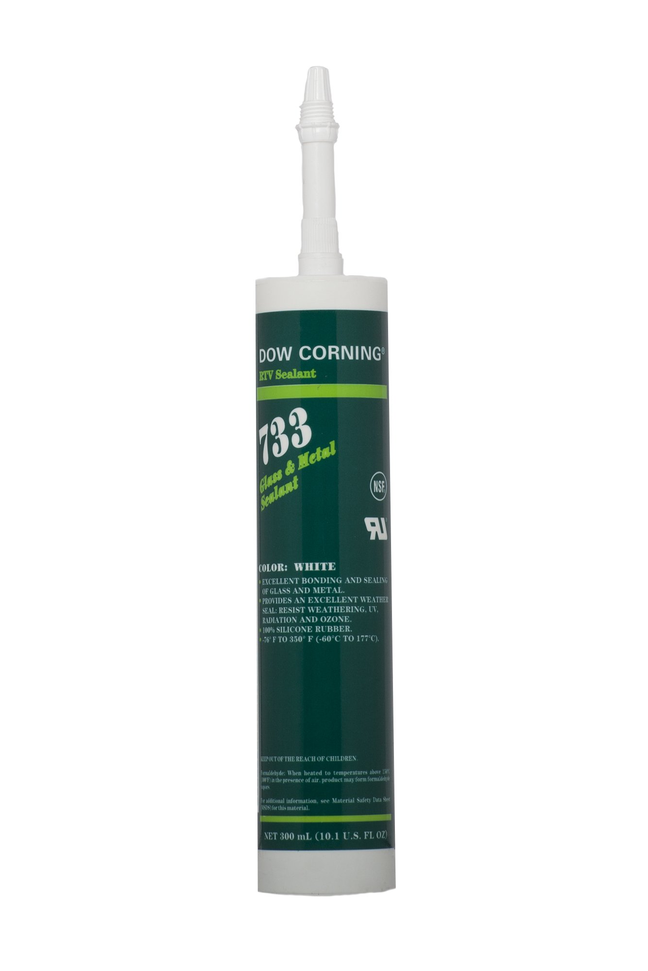 Dow Corning 2693925 733 White Glass and Metal Sealant, -57 to 177 Degree C, 300 mL, 10.1 oz.