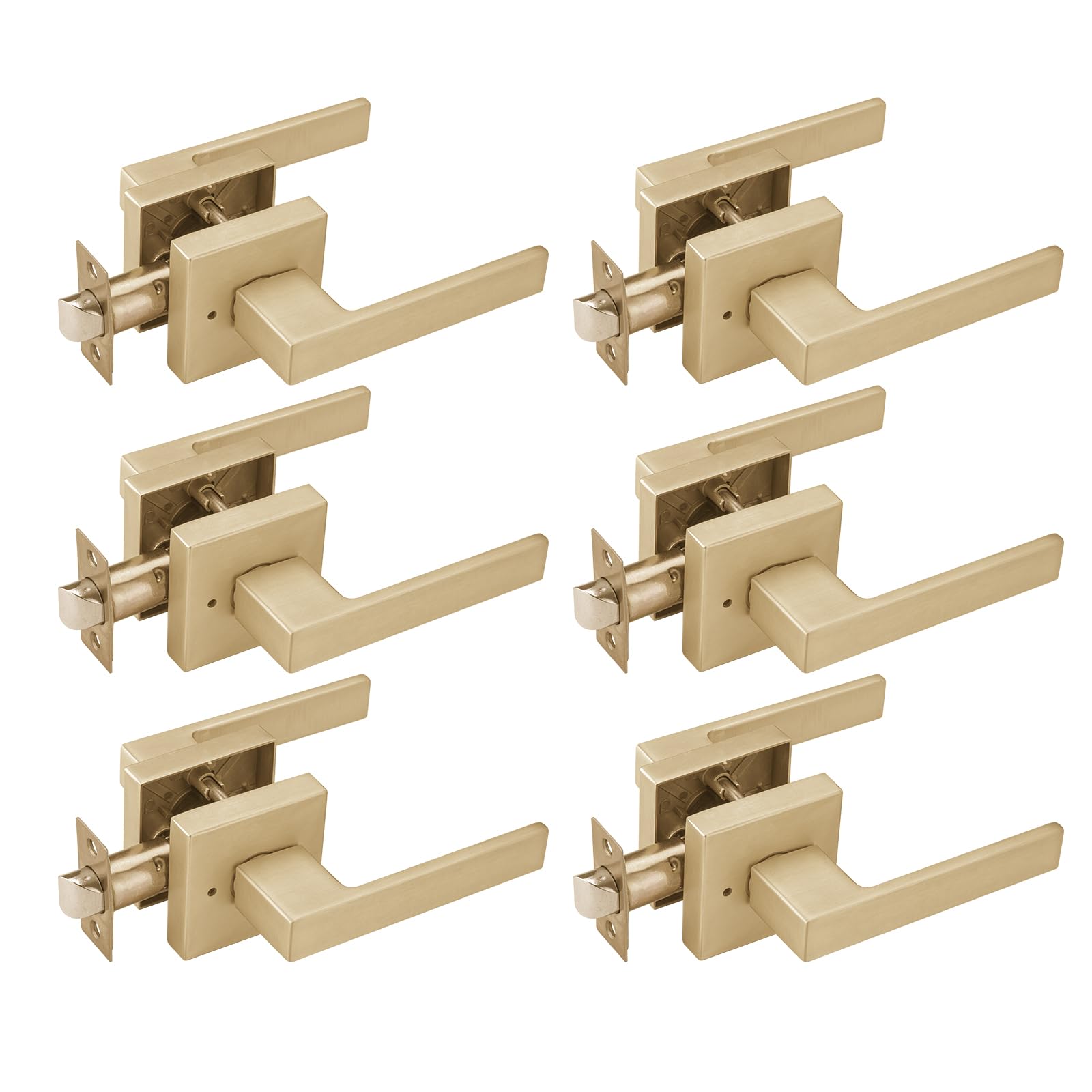 Photo 1 of NCSEN 6 Pack Gold Door Handles Interior with Push Lock, Heavy Duty Privacy Door Knob for Bath & Bedroom