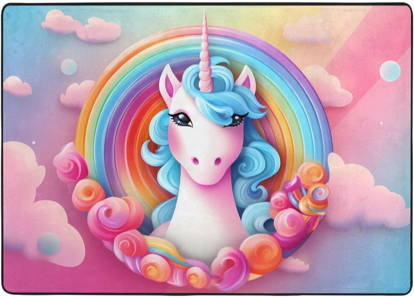 Rainbow Unicorn Printed Home Decoration Floor mat - 80x58 inches, Soft and Comfortable mat for Office and Living Room