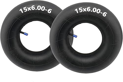 Paquete de 2 tubos interiores de alta calidad con vástago recto TR-13 de 15 x 6.00 a 6 pulgadas para cortacéspedes de montar, tractores de patio,