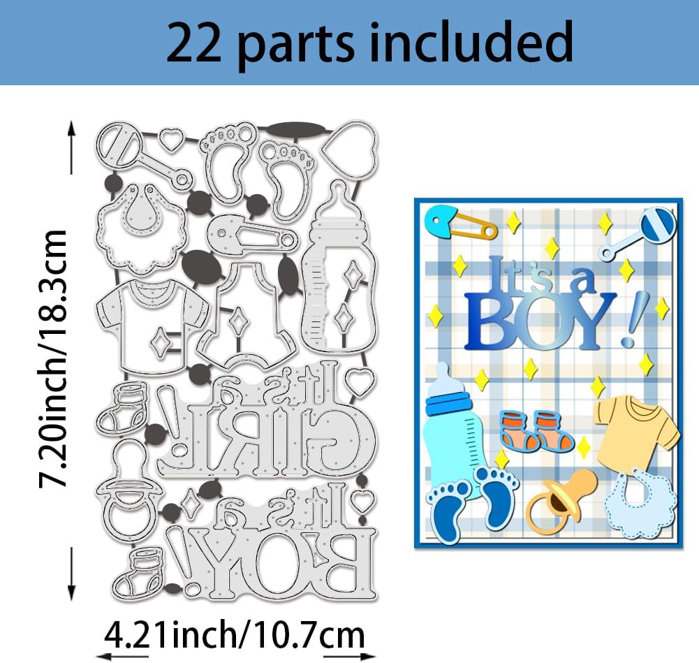 BENECREAT Newborn Party Die Cuts for Card Making, Bottles Bibs Carbon Steel Template Metal Embossing Cutting Dies for Paper Card Making DIY Scrapbooking Album Craft Home Decor