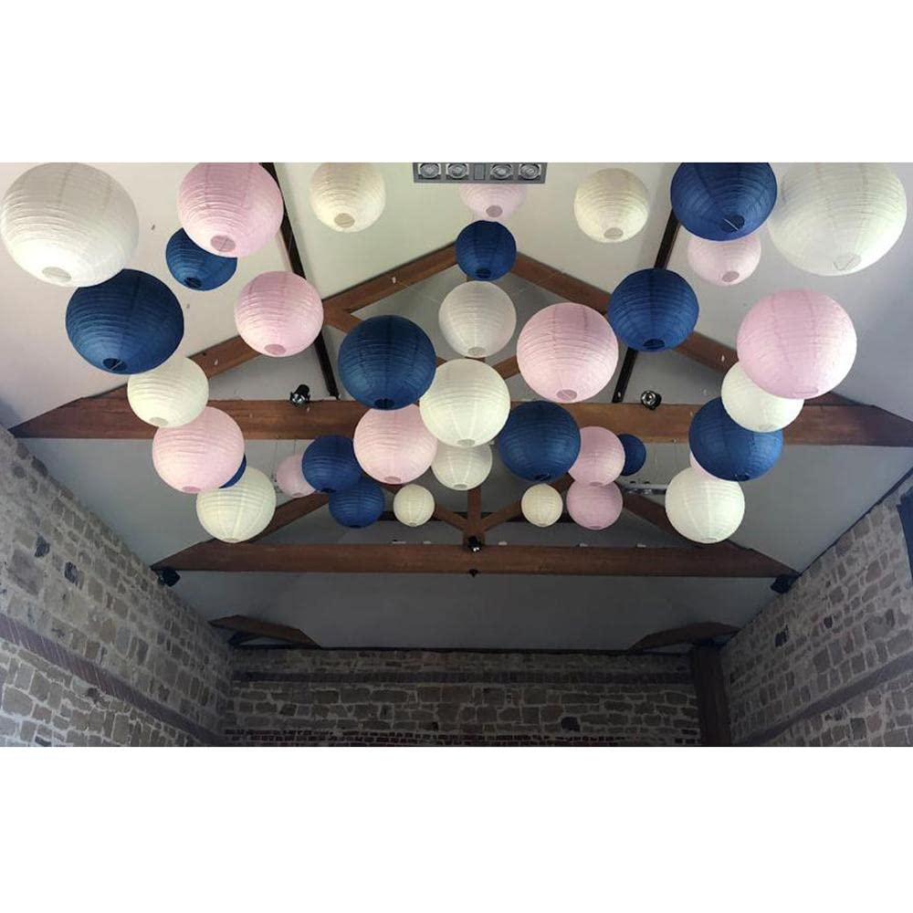 Farolillos de Papel,Linternas de Papel 30 PCS/SET PAPEL LANTERN 6 "8" 10 "12" 14 "Azul Pink Blanco Lampión Boda Boule Lampionnen Decoración colgante