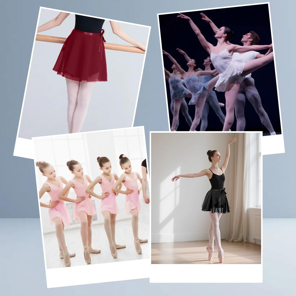 Falda de Ballet Corta para Mujer Transpirable Envolvente de Gasa Cintura Ajustable