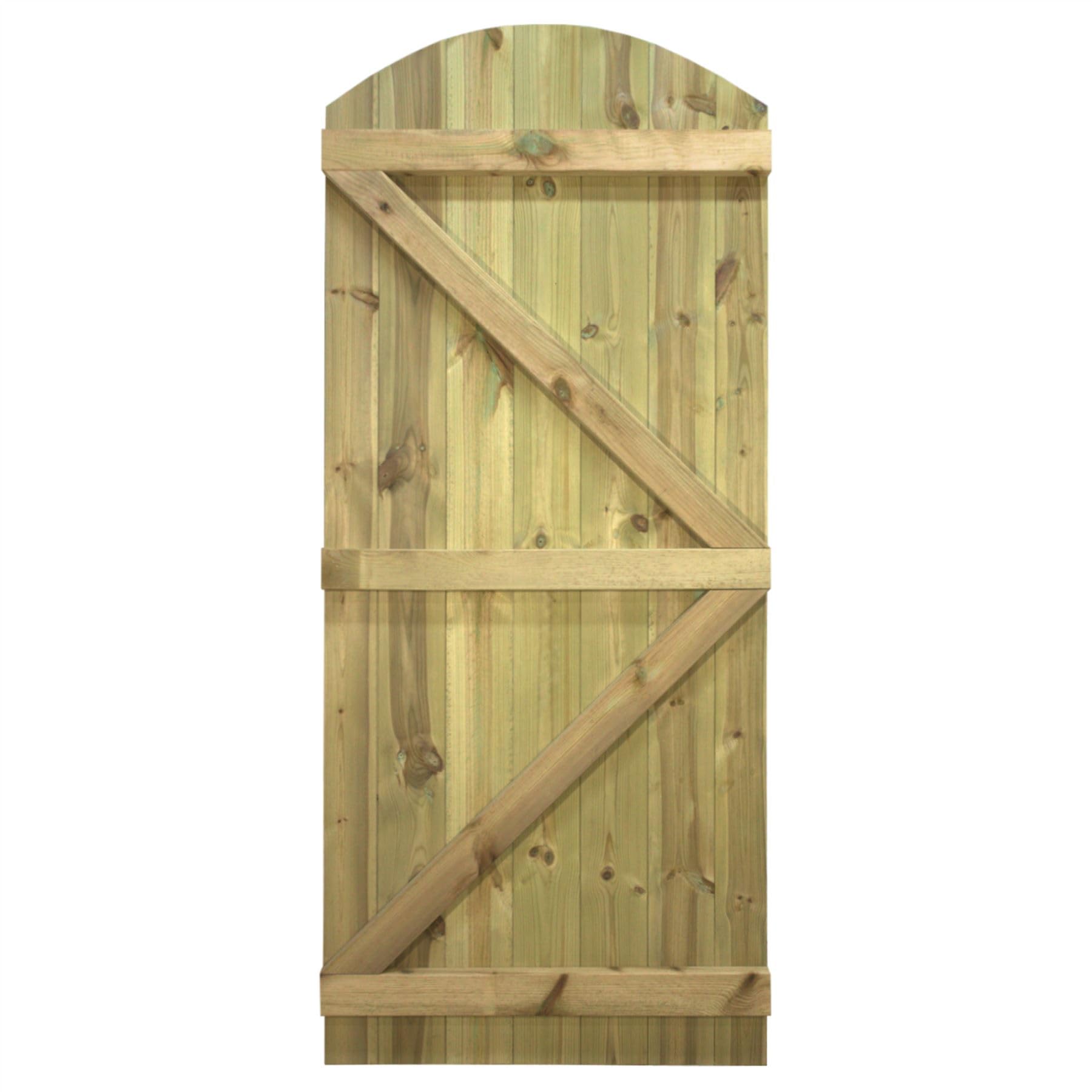 Made to Measure 6ft Wooden Garden Gate, Custom T&G Semi-Braced Arch Top Treated Timber Door for Outdoor Pathway Home Access, MAX 180cm High x MAX 75cm Wide