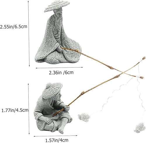 Miniatura 9 de YARNOW 1 juego de estatua de pescador decoraciones asiáticas decoración de pesca accesorios de pesca pescador pecera decoración arena jardín