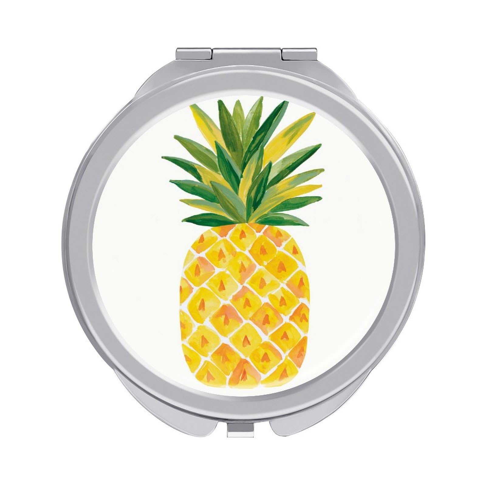 Jubonexis One Pineapple Golden Yellow Women Pocket Mirrors, Girls Small Portable Travel Makeup Mini Mirror