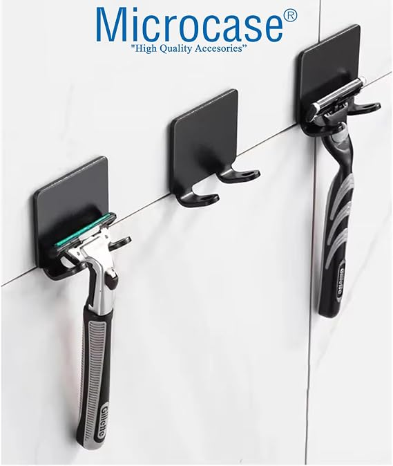 Microcase Alüminyum Yapışkanlı Paslanmaz Traş Bıçağı Tutucu Askısı 2 Adet - AL5017 (GÜMÜŞ)