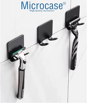 Microcase Alüminyum Yapışkanlı Paslanmaz Traş Bıçağı Tutucu Askısı 2 Adet - AL5017 (GÜMÜŞ)