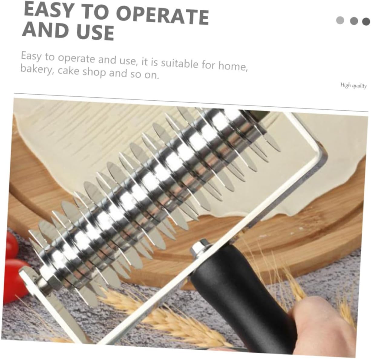 VICASKY Multifunctional Dough Lattice Roller Cutter with Stainless Steel Blade and Black Handle DIY Baking Tool for Pizza Bread Cookie Crusts Household Kitchen Gadget for Pastry Decorating