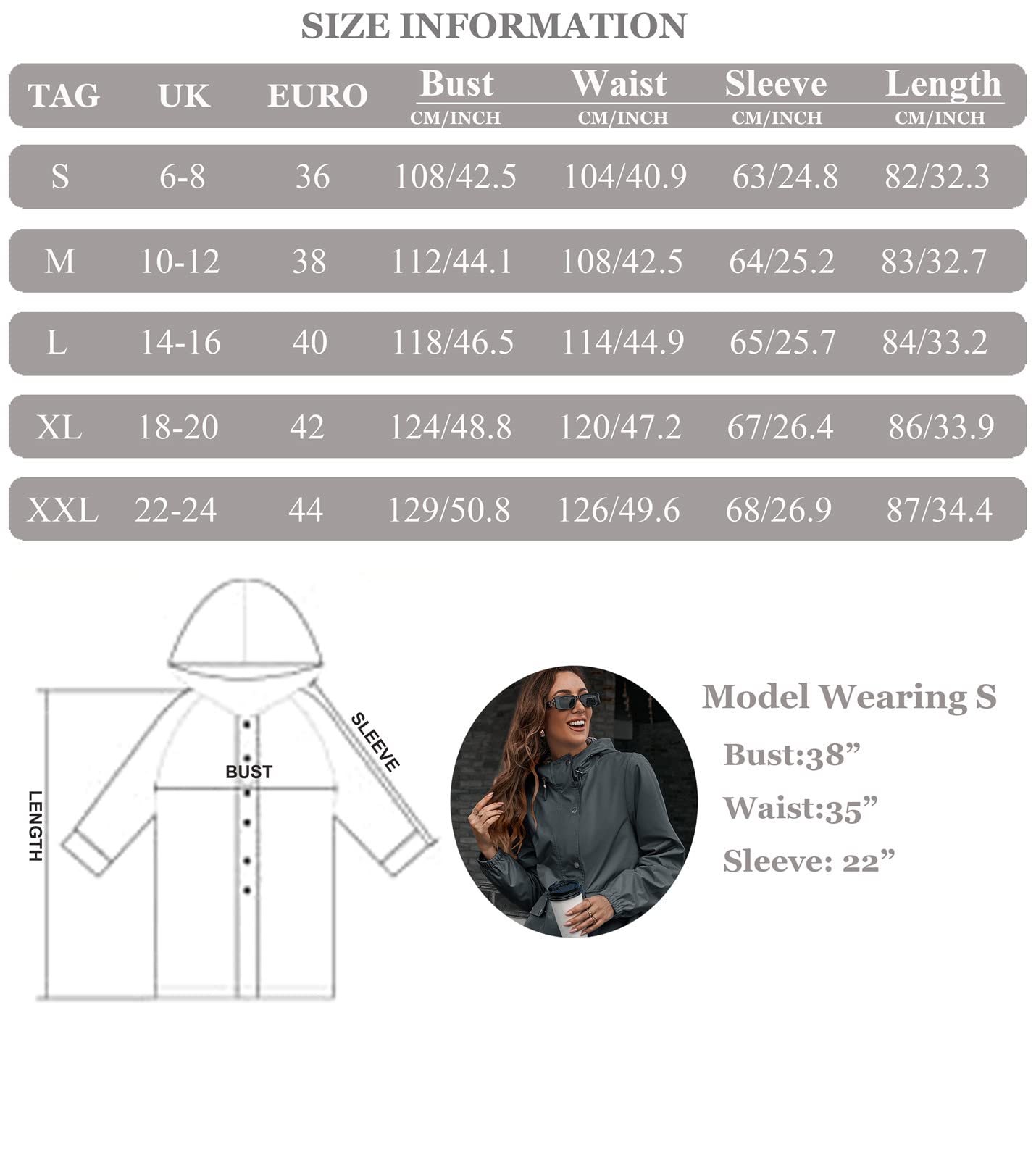 SotRong Giacche invernali calde da donna UK impermeabile lungo trench cappotto con cappuccio impermeabile antivento giacca esterna