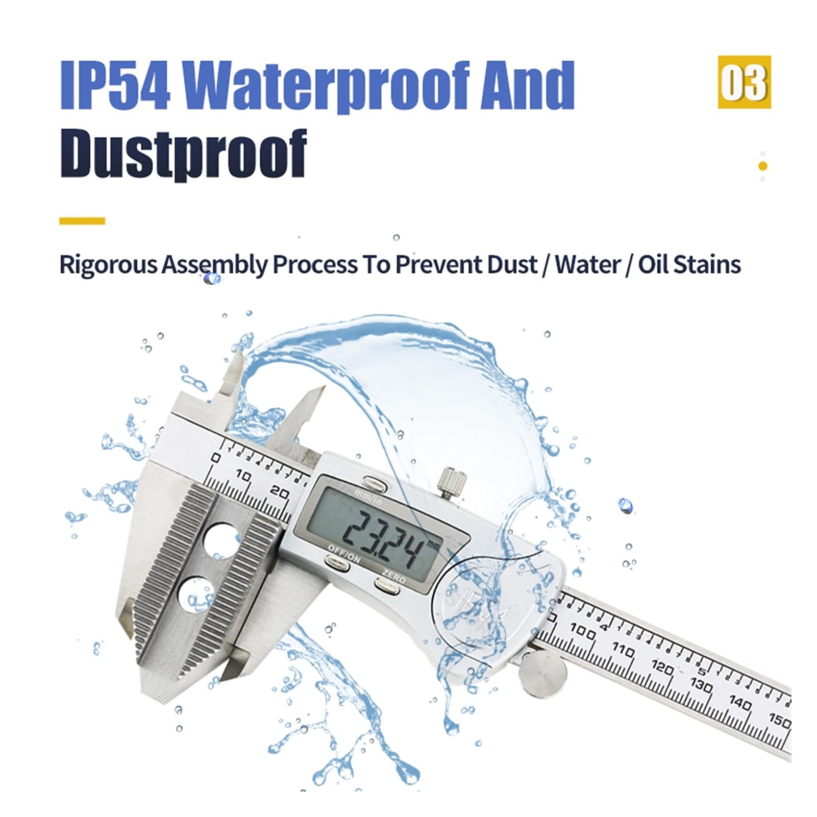 IP54 Digital Caliper Metal Righello Calibro in acciaio inox Acciaio inossidabile Vernier Calibri Micrometro Profondità Misurazione Strumenti di misura 6 / 150mm,Precisione e chiarezza