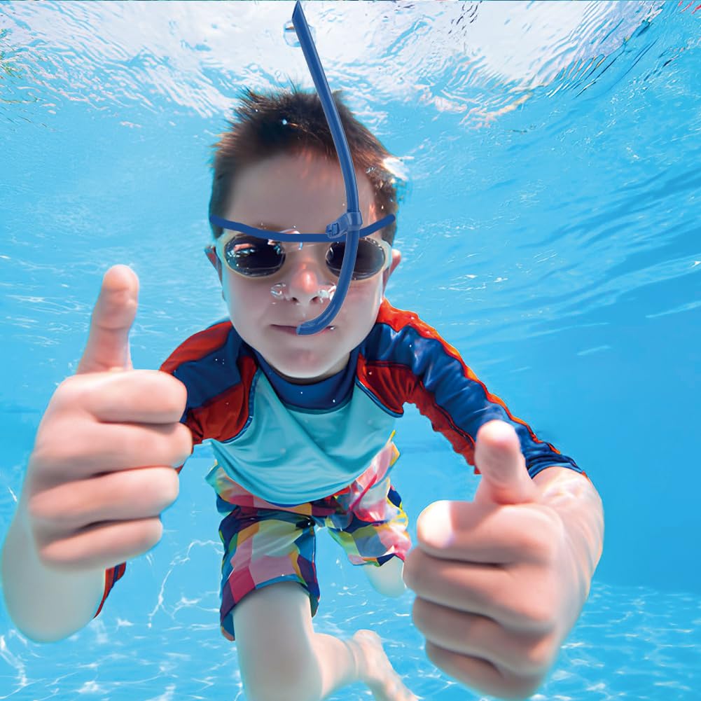 Leopacat Swim Snorkel Front Mounted, Swimming Mounted with Silicone Mouthpiece Training Breath Gear for Lap Adult Swimmers Snorkeling Air Breathing Tube Wet Underwater Diving Head Pads Acce