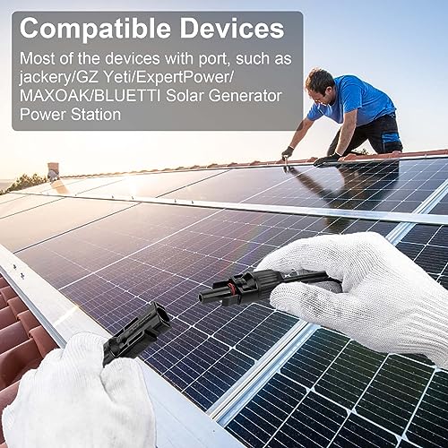 Image of 50FT 10AWG Solar Panel Extension Cable With Female and Male Connectors for Panels, Charge Controllers