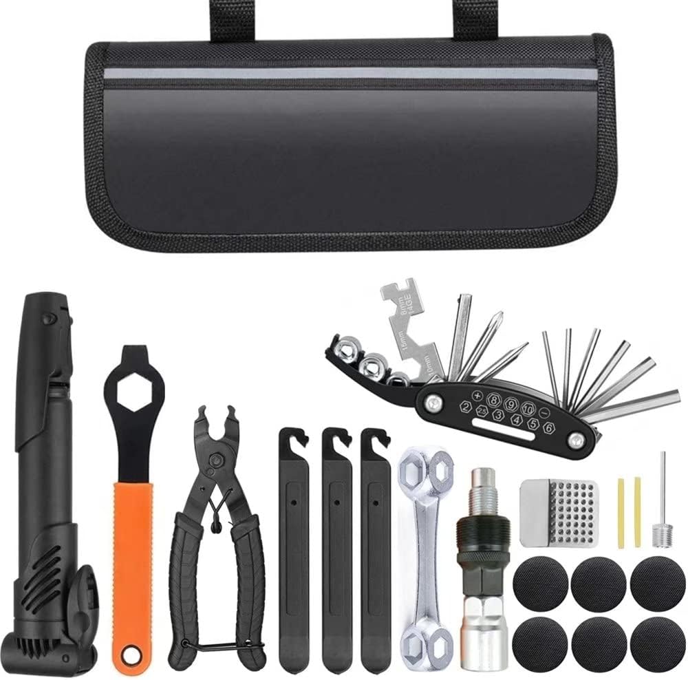 Bike Repair Tool Kit, Bicycle Tire Pump, Tire Puncture Repair Kit,Bicycle Multi