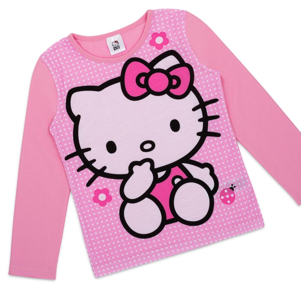 Hello Kitty Pyjama pour fille | Ensemble de pyjama rose à manches longues en coton | Vêtements de nuit officiels | Cadeaux pour filles âgées