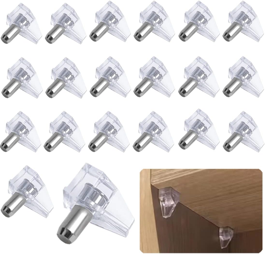 20 Pcs Clear Shelf Support Pegs, 5mm Clear Plastic Shelf