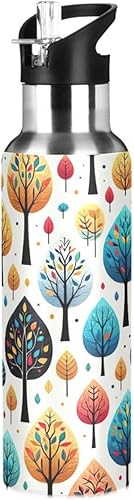BPA-Free Sport Water Bottle Insulated 20 Oz, Stainless Steel Water Bottle for Gym Outdoor Travel School, Playful Trees