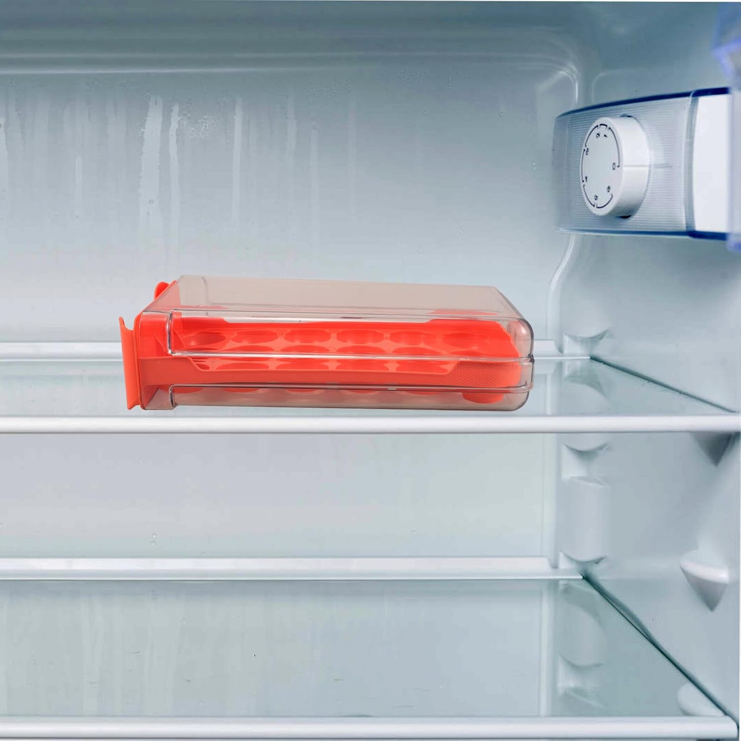 TEHAUX Stackable Plastic Egg Storage Box for Fridge Single-layer Drawer Organizer Egg Holder for Refrigerator Food Storage