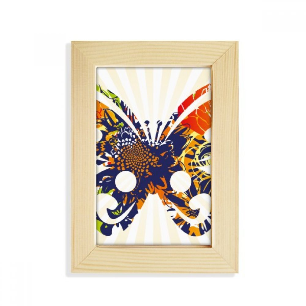 Flores en la mariposa de escritorio marco de madera para fotos artísticas de 5x7 pulgadas de mesa