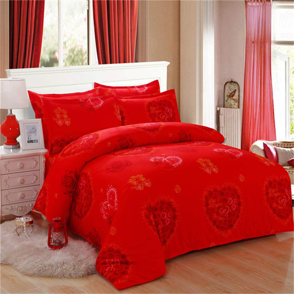 Housse de couette rouge pour salle de mariage et parure de lit nuptiale complète