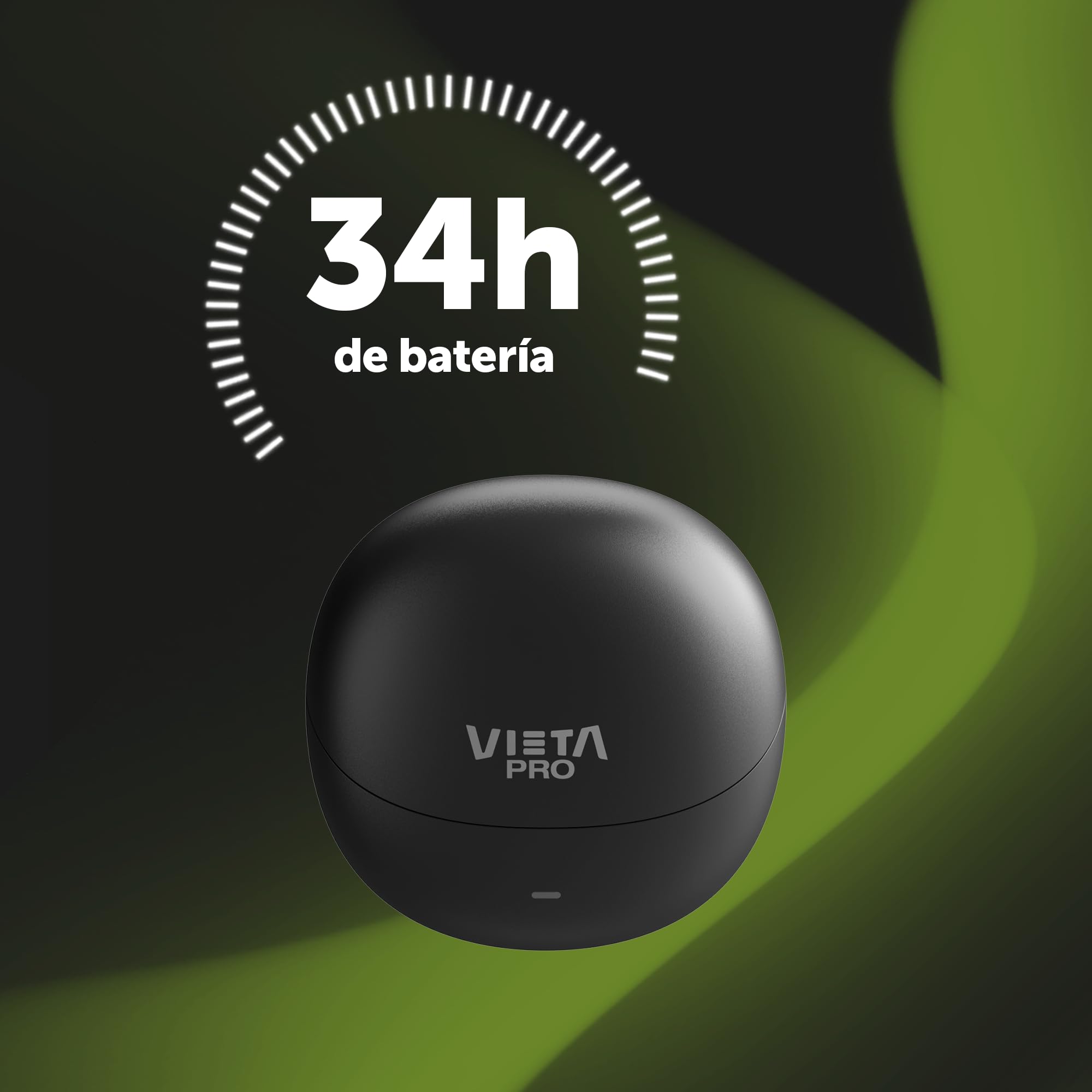 Vieta Pro Auriculares Bluetooth 5.4 con cancelación de Ruido Activa | Cascos inalambricos TWS In-Ear con Micro y Noise Cancelling, Hi-Res Audio, Modo Gaming, 34h Autonomía, USB-C | Peace