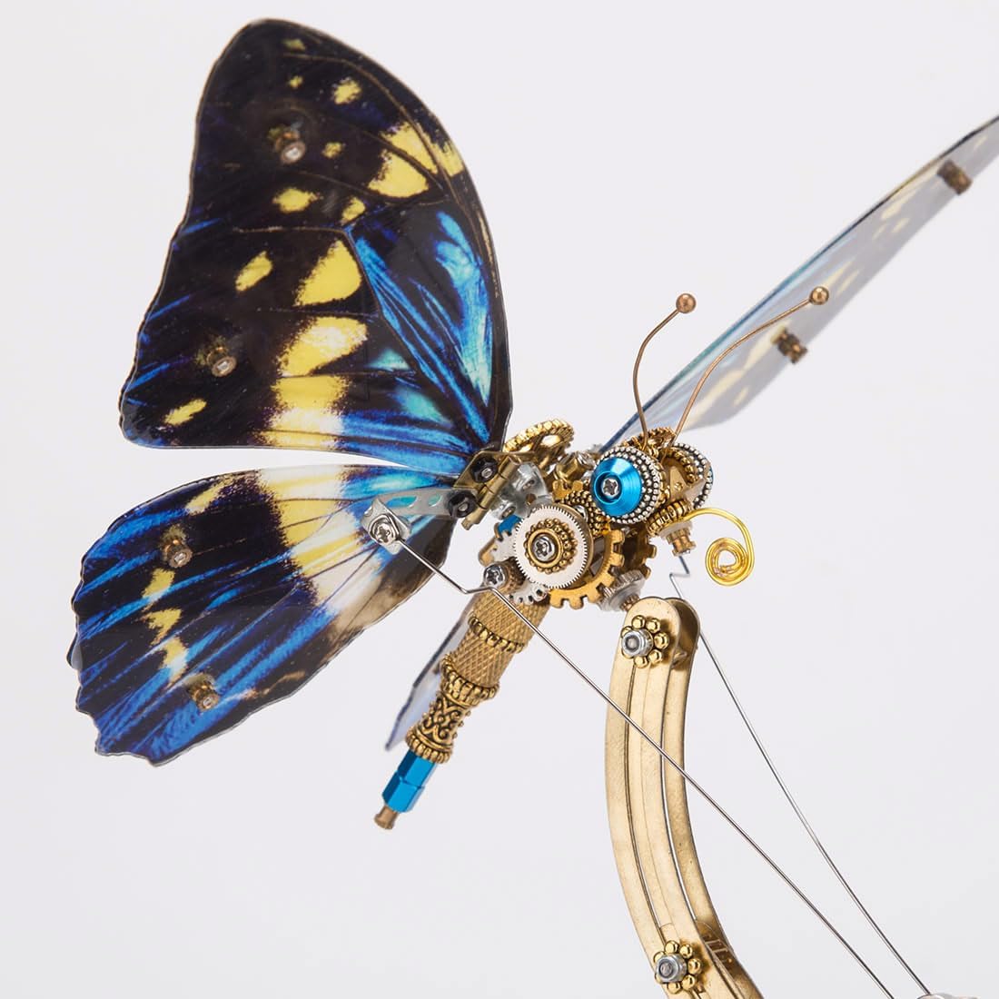 Mechanical Butterfly Music Box 3D DIY Dynamic Metal Assembly Model Gifts for Lover (Kit Version/300+PCS) (Blue)