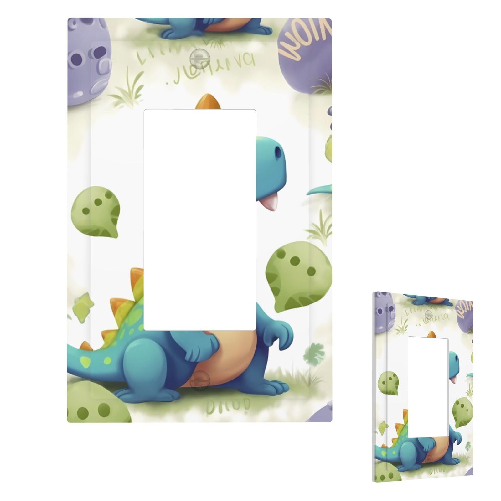 Fekiloot 1 Gang Cute Dinosaur Wall Plate Cover Modern Decorative Light Switch Cover Unbreakable Receptacle Outlet Covers For Living Room Bedroom Home Decor