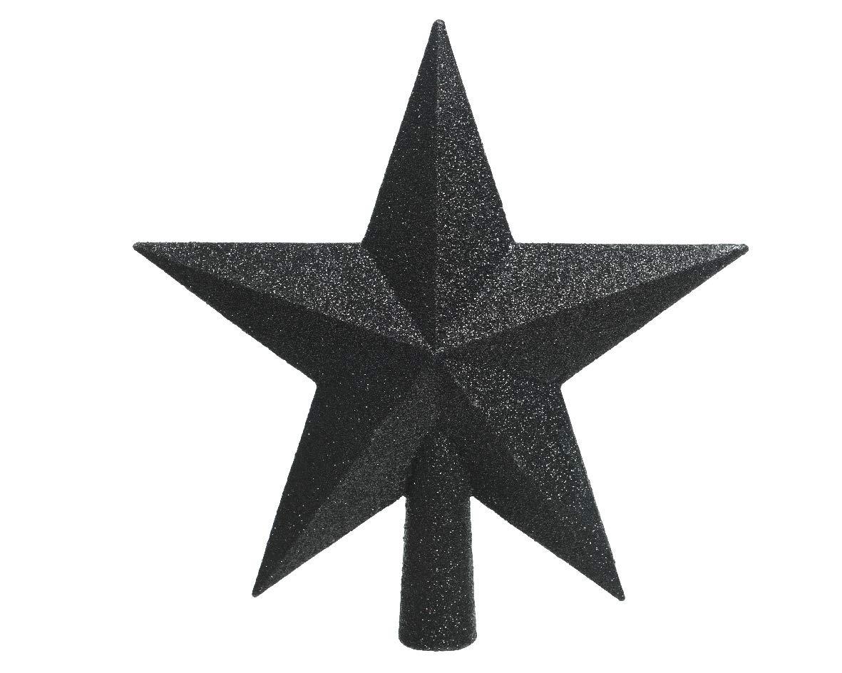 KAE Czubek na choinkę gwiazda, tworzywo sztuczne, brokat, 19 cm, czubek choinki, czarny