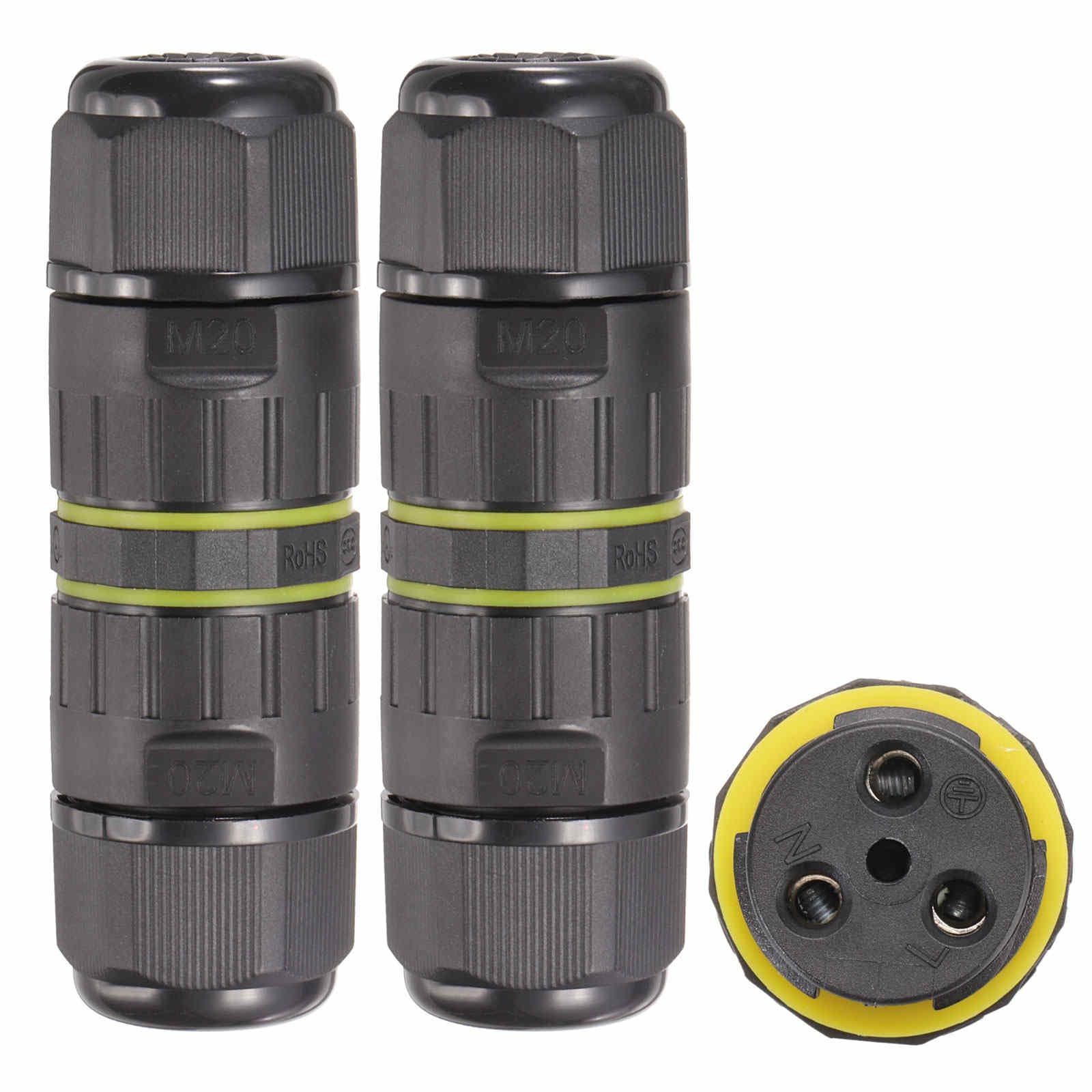 DMiotech 2 Pcs Waterproof Junction Box Electrical Cable Connector M20 3 Pin Outdoor Wire Connectors Wire Range(5-12mm) for Tunnel Lights, Underwater Lights, Garden Lights-image-38