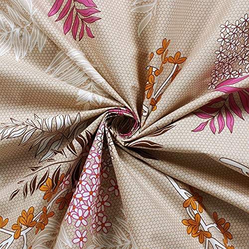 Image of Story@Home 210 TC Spark Collection Single Bedsheet Cotton Combo with 2 Pillow Covers | Light Brown | Floral (Bedsheet : 145 X 225 cm & Pillow Cover : 40 X 60 cm)
