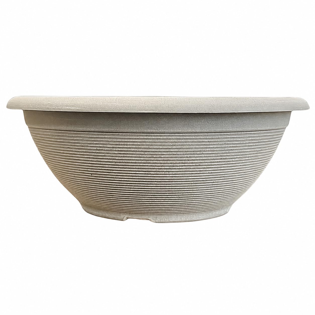 Muddy Hands 13 Litre Large Round Bowl Plant Pot, Outdoor Plastic Garden Planter with Drainage Holes for Flowers, Shrubs, Herbs, Patio & Balcony (Powdered Beige Grey)
