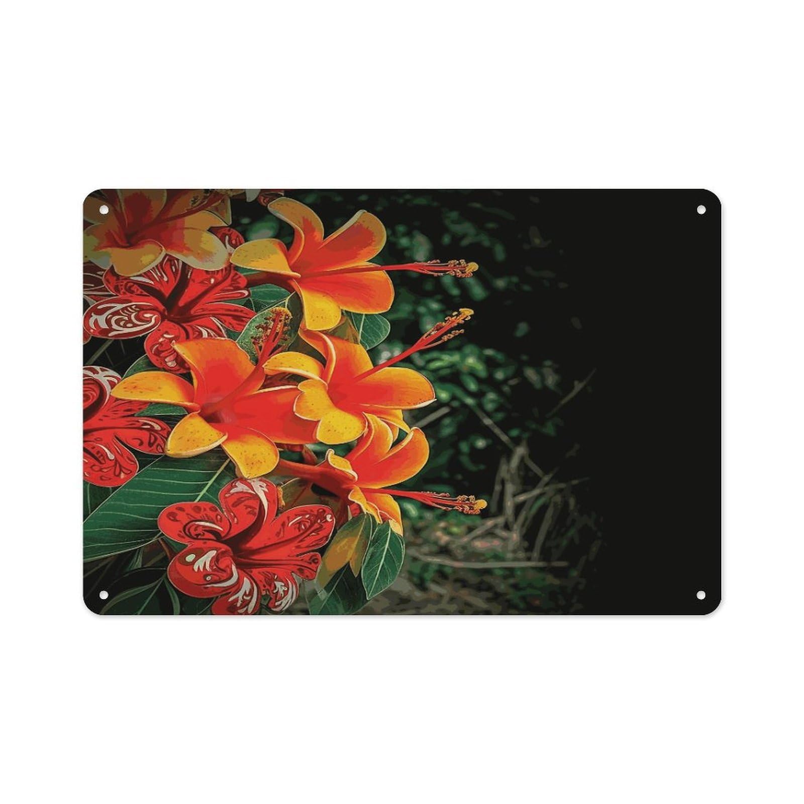 Btcowzrv Style Hawaii Flowers Metal Sign 7.9 X 11.8 Inch, Aluminum Sign Wall Art Decor Easy To Install, Decorative Plaque For Home Bar Kitchen Pub Shop Garage