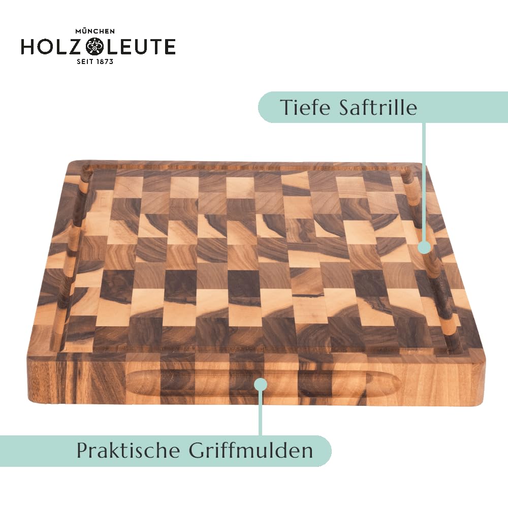 Stirnholz Schneidebrett Nussbaum Holz 40 x 30 x 3 cm | Holz-Leute