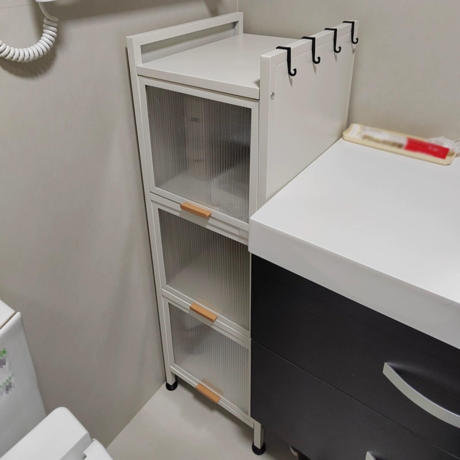 Mobile Cucina Salvaspazio Mobile Dispensa Materiale in Acciaio Laminato a Freddo Pannello Forato Capacità di Carico 40 Kg Per Singolo Strato Adatto a Cucine, Soggiorni e Ingressi(35 * 42 * 80cm)