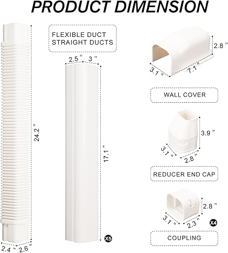 Miniatura 2 de BEWAVE Kit de cubierta de mini línea dividida de 3 pulgadas y 10 pies, kit de cubierta decorativa de tubería de PVC para mini aire acondicionado