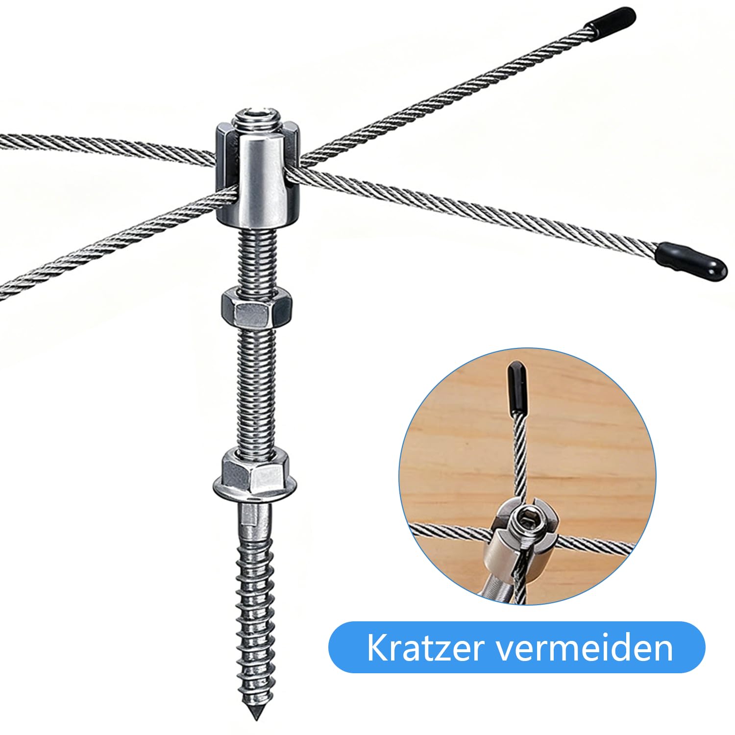 Rankhilfe Metall für Kletterpflanzen, Edelstahl Robust Drahtgitter Set mit 24m Rankhilfe Edelstahl (3mm Stahlseil) und 16 Halter für Kletterpflanzen, Garten, Mauer, Rosen Weinreben